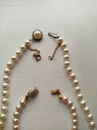 Conjunto Collar y Pulsera Perlas Doradas