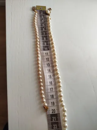 Conjunto Collar y Pulsera Perlas Doradas