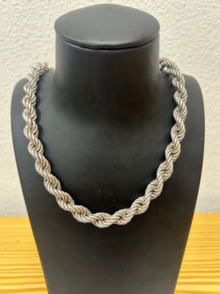 Collar Cordón Plata Ley 9mm grosor, Hueco