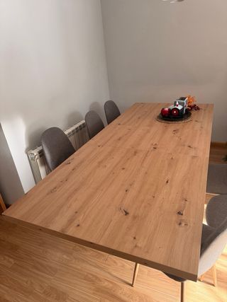 Mesa Comedor Estilo Nórdico Roble y Blanco