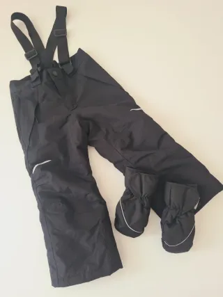 Pantalón y manoplas ski niño negro