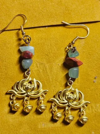 Pendientes Flor Loto Piedras Semipreciosas