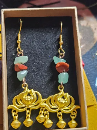 Pendientes Flor Loto Piedras Semipreciosas