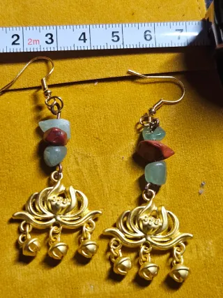 Pendientes Flor Loto Piedras Semipreciosas