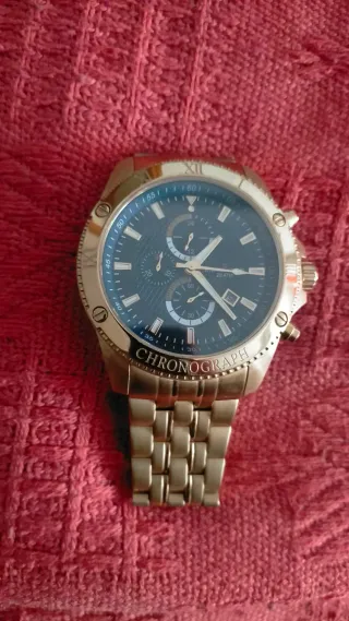 Reloj de Pulsera Dorado y Azul