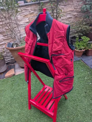 Chaleco Nautica Rojo Bolsillos Forro Polar