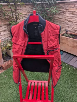 Chaleco Nautica Rojo Bolsillos Forro Polar