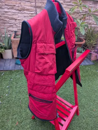 Chaleco Nautica Rojo Bolsillos Forro Polar