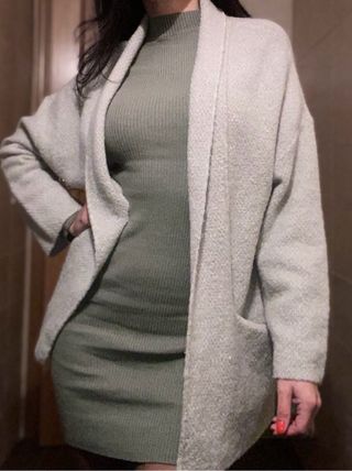 Cárdigan Easy Wear M beige jaspeado 8% lana