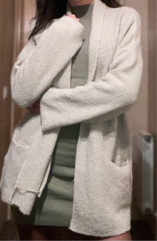 Cárdigan Easy Wear M beige jaspeado 8% lana