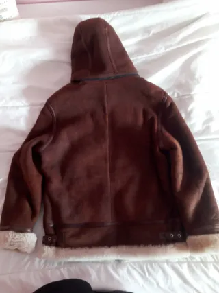 Abrigo Piloto Hombre Marrón con Capucha