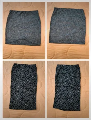 Gonna mini grigia e gonna maxi animalier