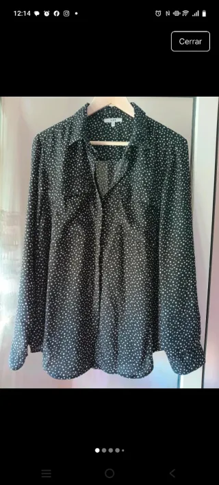 Camisa negra lunares blancos mujer