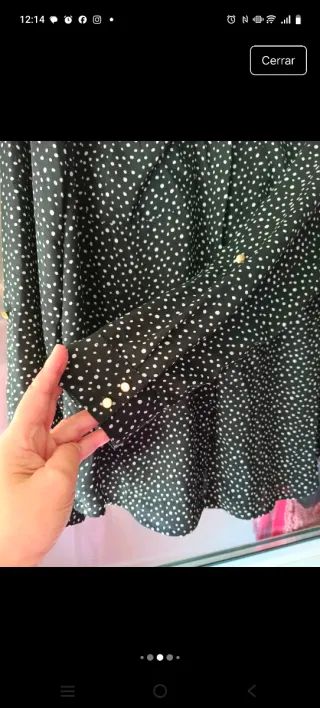 Camisa negra lunares blancos mujer