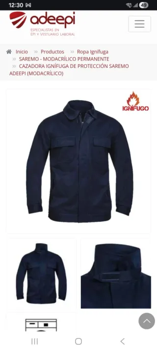 ¡Oferta! Cazadora Adeepi Ignífuga Antiestática azu