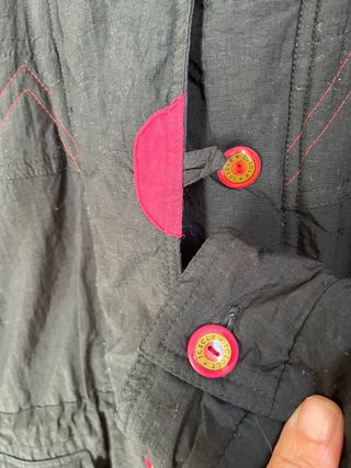 Abrigo Parka Vintage M/L  Negro/Rojo acolchado