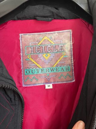 Abrigo Parka Vintage M/L  Negro/Rojo acolchado