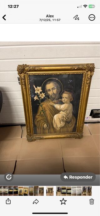 Cuadro antiguo San José y Niño Jesús