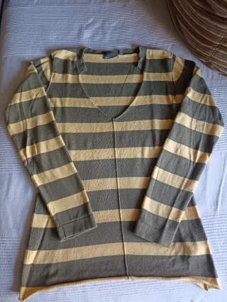 Jersey cuello pico rayas mujer