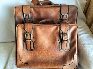 Juego Maletas Cuero Vintage Marrón