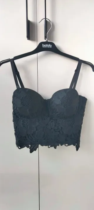 Corset Batida Guipur Negro Talla de pecho 85-90