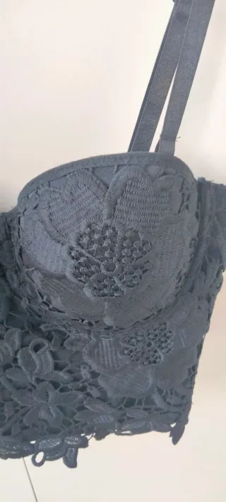 Corset Batida Guipur Negro Talla de pecho 85-90