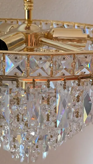 Lámpara techo lágrimas cristal oro