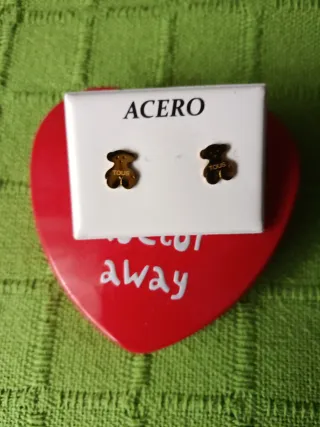 Pendientes  Oso Acero Dorado