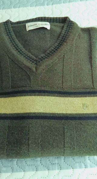 Jersey Pierre Cardin verde cuello pico Talla M/L