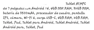 Tablet 7 Android 14.0 32GB ROM 4GB  Marca Android