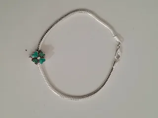 Pulsera Plata Charm Trébol Esmeralda