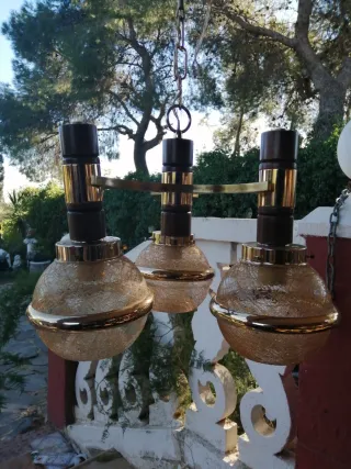 Lámpara colgante vintage madera y metal