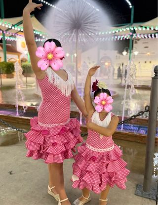 Conjunto 2 Vestidos Gitana Lunares talla s y 6/8