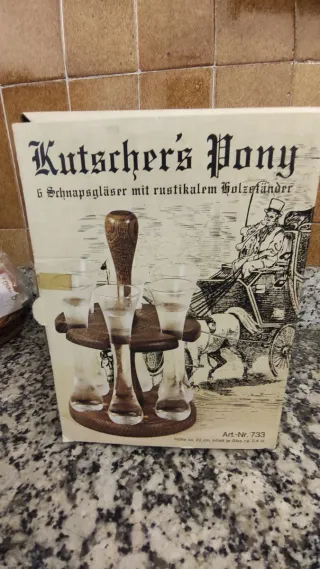 Kutscher's Pony Vasos de chupito madera en caja