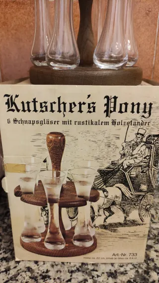 Kutscher's Pony Vasos de chupito madera en caja