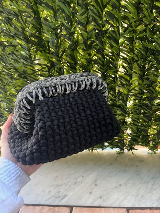 Borsa artigianale nera - crochet, unica, elegante