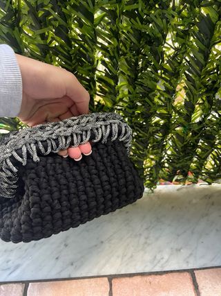 Borsa artigianale nera - crochet, unica, elegante