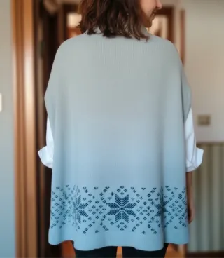 Poncho Énfasis Gris y Azul