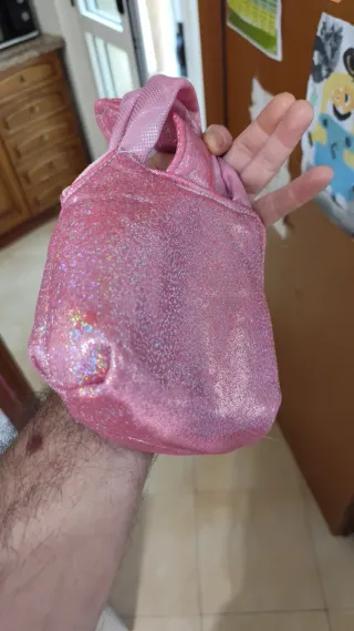 Borsa bambina glitterata con cuori