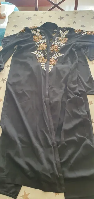 Kaftán Marroquí Negro Talla Única Dos  piezas
