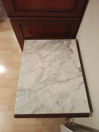 2 Piezas para mesitas de Mármol Blanco y Gris