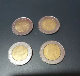 Lotto 4 monete 500 Lire commemorative