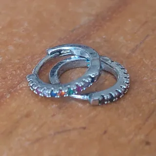 Pendientes Aro Multicolor Plata