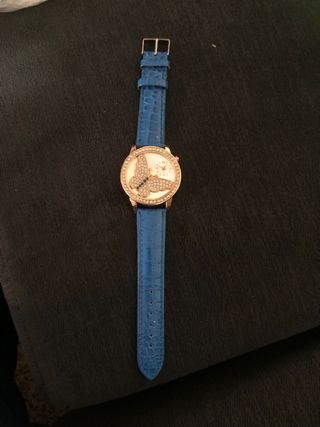 Reloj ajustable azul y dorado