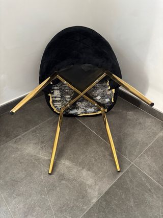 6 Sedie soggiorno velluto nero gambe oro