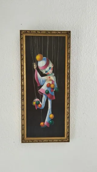 Cuadro payaso Pierrot marioneta vintage