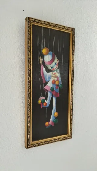 Cuadro payaso Pierrot marioneta vintage