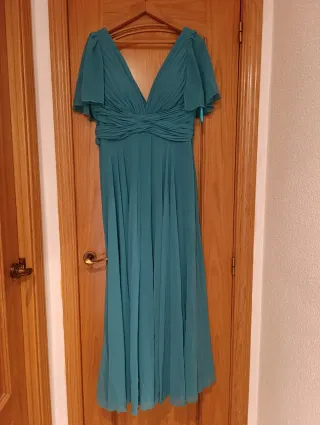 Vestido largo fiesta azul turquesa