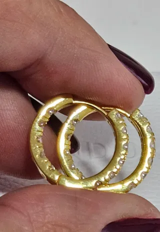 Pendientes Aro Pandora Baño Oro Circonitas