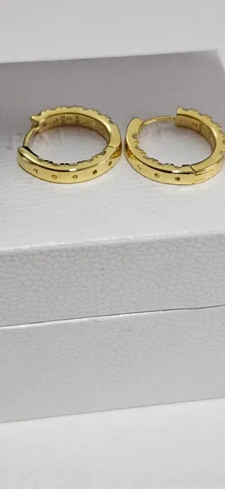 Pendientes Aro Pandora Baño Oro Circonitas